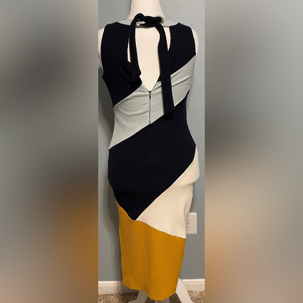 Anthropologie Hutch Lena Colorblocked Knit Midi Dress Black Gold Petite Small - Picture 8 of 13